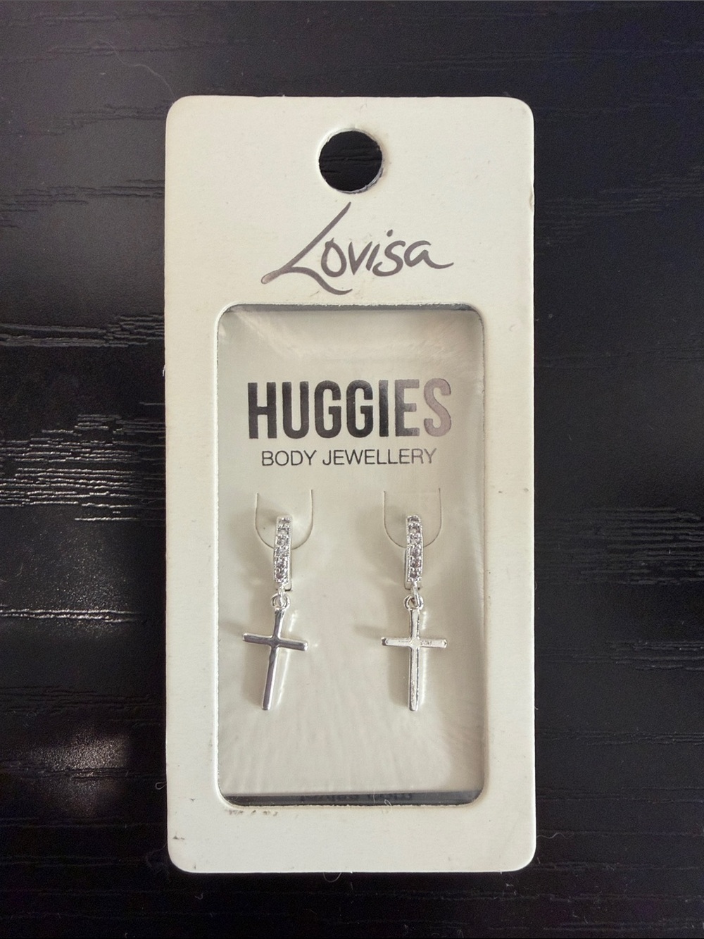 Lovisa Silver Cross Huggie Earrings with Sparkling Accents